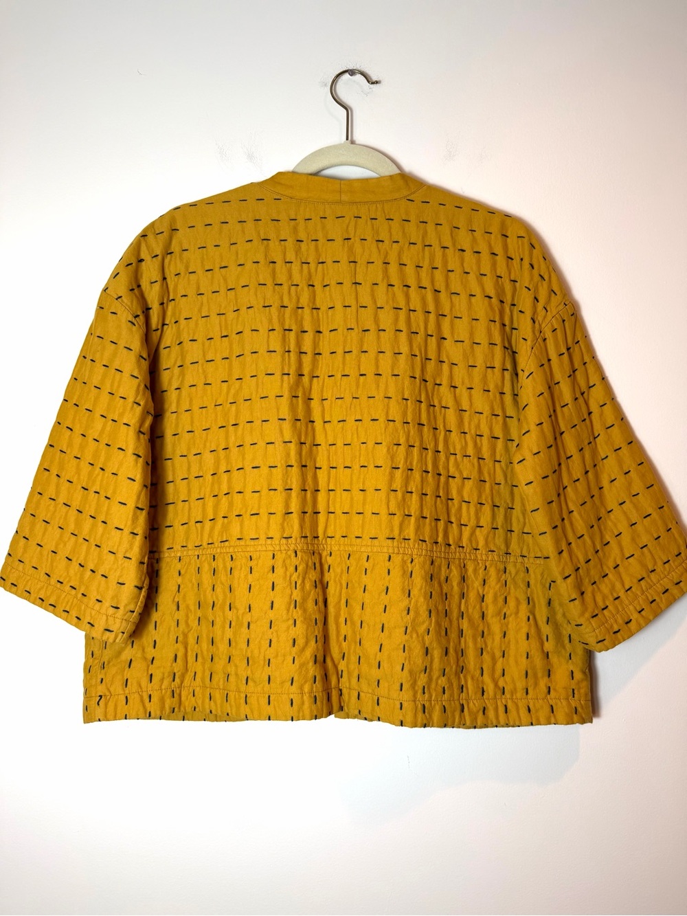 J.Jill Pure Jill Kantha Quilted Kimono Jacket Goldenrod Yellow - Picture 7 of 12